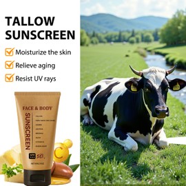 Tallow Sunscreen, Spf 50 Beef Tallow Sunscreen, Natural sunscreen for Face & Body, Non Nano Zinc Oxide sunscreens for All Skin Types, Lightweight, Non Greasy, 85g