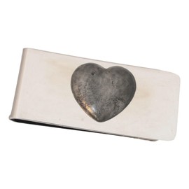 Gamekeepers Cottage gifts Love Heart Metal Money Clip in Pouch with Free Engraving 408