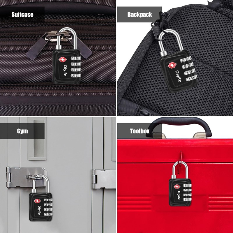TSA Luggage Locks, [Updated Version] [2 Packs] Diyife 4-Digit Security