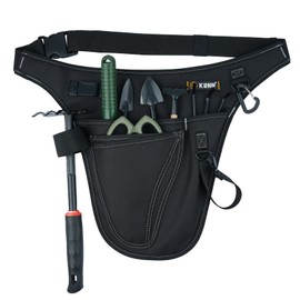 KUNN Garden Tool Organizer Belt Multifunctional Work Apron Pouch for Gardeing Florist Plumbing,Black