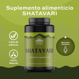 TIBET NATURA - Shatavari - 60 Cápsulas 500 mg c/u - Suplemento Alimenticio Natural - Hongos Adaptógenos - Sin Azúcar Ni Aditivos - 100% Natural