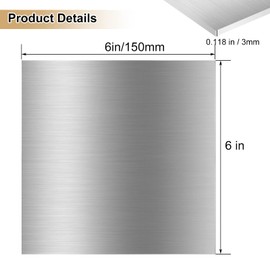 Paquete de 4 láminas de aluminio 6061 T6 de 6 x 6 x 1/8 pulgadas planas cubiertas con película protectora, placa de aluminio de 3 mm finamente pulida y desbarbada