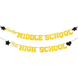 Goodbye Middle School Hello High School Class of 2025 Middle School Graduation Banners Party Decorations for 8th Grade Congratulation Graduation Party Decorations Supplies