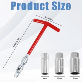 4Pack Spark Plug Socket Wrench Set, T-Handle 16mm (5/8") 21mm (13/16") 18mm (45/64") Universal Spark Plug Wrench Sockets, Installation Removal Tool Kit for Motorcycles Lawn Mowers Small Vehicles