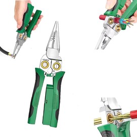 1 Pcs Wire Stripper Twister with Electricity Measurement Function 8in1 Wire Stripping Pliers for Cutting and Pulling Wires Cable Scissors for Scraping and Pressing Wires with Voltage Test