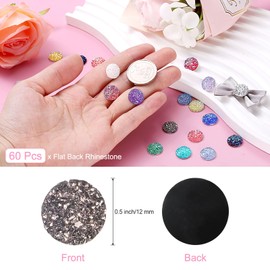 sourcing map 60 Pcs Rhinestone Flatback Embellishments Faux Druzy Crystal Diamonds Round Resin Trims Beads Gem for Jewelry Making Pendant DIY Crafts Accessories, Bronze