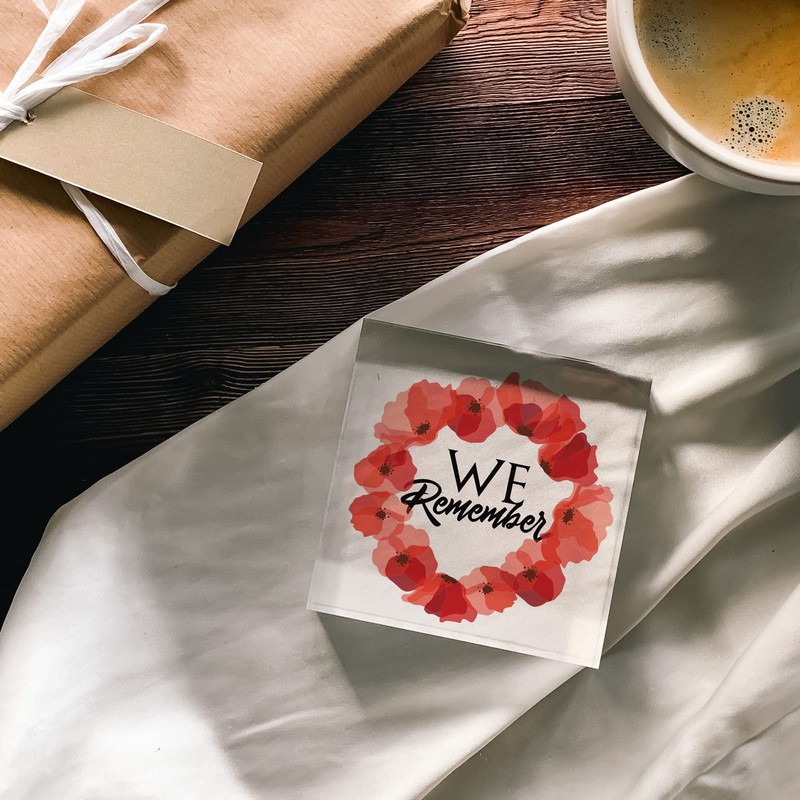 stika.co Red Poppy Wreath Acrylic Block - Remembering Our Heroes