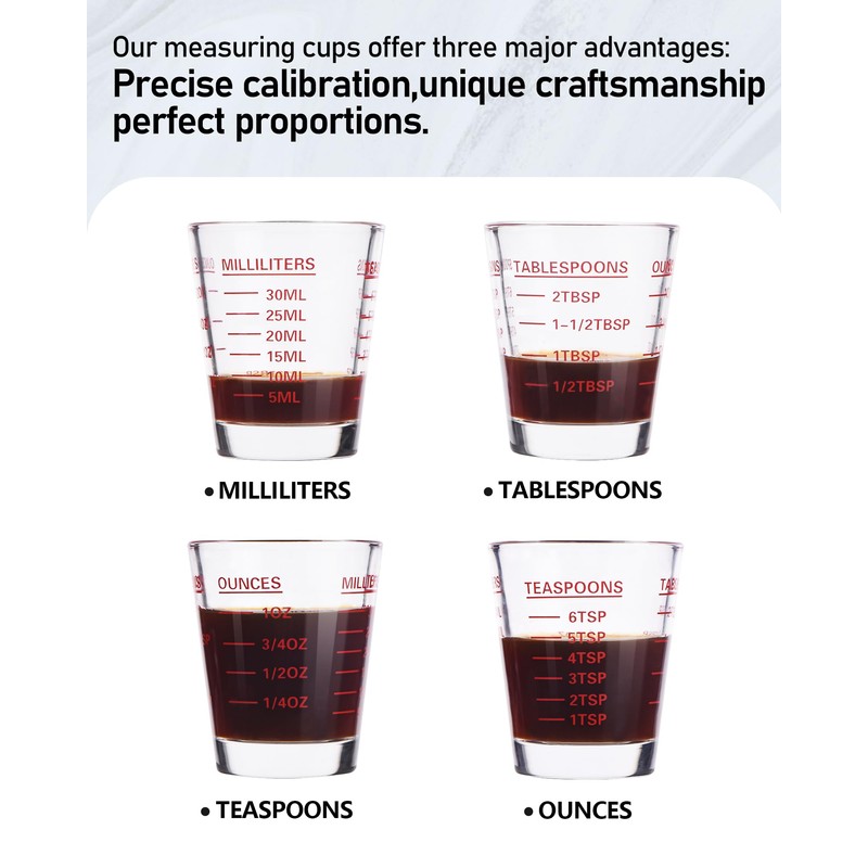 Shot Glasses Measuring Cup Set 2PACK Espresso Shot Glasses Liquid