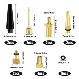 Bicycle Valve Adapter Set Bicycle Valve Adapter Pure Copper DV SV AV DV SV AV Bicycle Valve Car Valve Adapter with Sealing Ring for Compressor Bicycle Pump Basketball Football (Pack of 24)