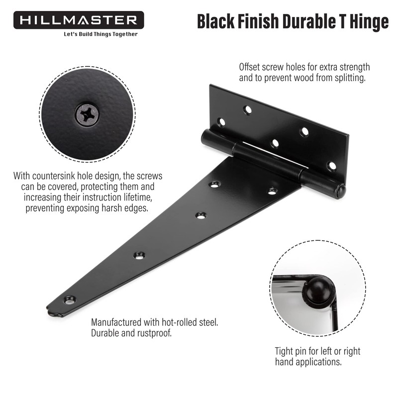12 Inch T-Strap Heavy Duty Shed Door Hinges Gate Strap
