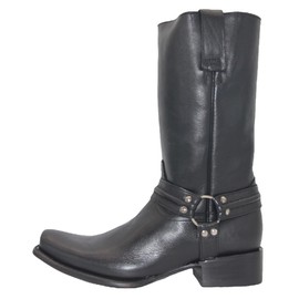 The Western Shops Men’s Genuine Leather 11Inch Square Toe Harness Motorcycle Boot (6, Black)