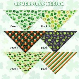 Vehomy 3-Pack St. Patrick's Day Dog Bandana Reversible Dog Bandanas Shamrock Dog Scarfs Cat Triangular Bibs Pet Irish Bandanas Scarves for Small Medium Large Dogs S