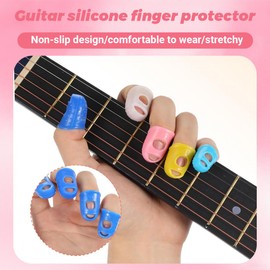 JEYORZY 30 Stücke Gitarre Fingerschutz Abdeckungen Silikon Fingerspitzen Schutz Kappen Anti Rutsch Wiederverwendbare Ausgeschnittene Atmungsaktive Fingerschützer
