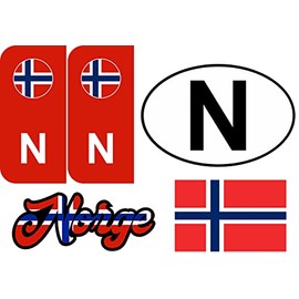 Daged Norway sticker card, pack of 5 – foreign license plate number plate car motorcycle biker flag vinyl KN