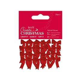 Create Christmas Small Mini Velvet Bows, 20 Pieces, Craft, Embellishment, Handmade Cards, Crafting Accessories, Mini Decorations, Festive Craft Making Supplies