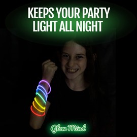 100 Ultra Bright Glow Sticks Bulk Party Pack - Glow in the Dark Party Supplies Pack - 8" Glowsticks Party Favors with Bracelets and Necklaces