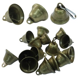 suiwotin 20pcs Vintage Bronze Jingle Bells with Spring Hooks - Mini Craft Bells for Christmas Decor, Dog Potty Training, Wind Chimes, Wedding Door & DIY Crafts (1.5 X 1.7 Inch)