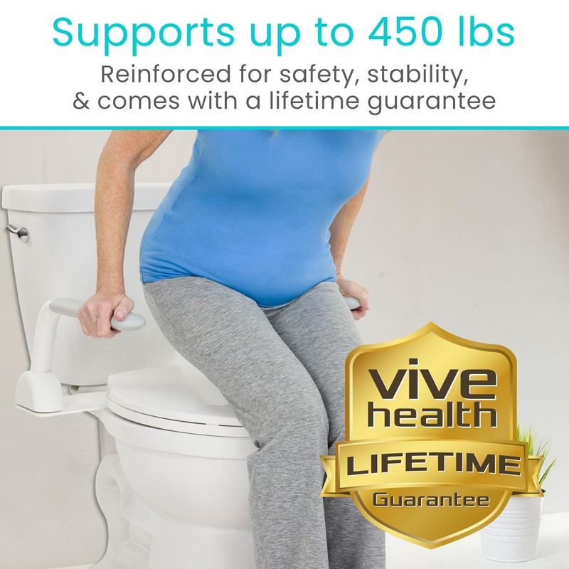 Vive Toilet Safety Rail with Handles - Handicap Grab Bar