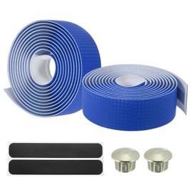 PATIKIL Bike Handlebar Tape, 2 Pack EVA Carbon Handle Grip Wraps Non-Slip Bicycle Bar Tape with Black End Plugs for Racing Bicycles Road Bicycle, Blue