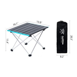 Naturehike Portable Camping Side Tables with Aluminum Table Top: Hard-Topped Folding Table in a Bag for Picnic, Camp, Beach, Boat, Useful for Dining & Cooking with Burner, Easy to Clean (Gray)