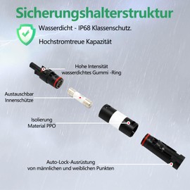 Witproton 15A Solar Waterproof Fuse Holder Solar Fuse IP68 Waterproof 1000V Inline Fuse Holder for Inverter Solar System Protection (15A)