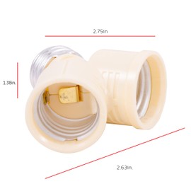 General Electric Power Gear Twin, Converts One Two, Adapter, Perfect for Workshop, Garage or Utility Room, UL Listed, Almond, 54551, Ivory, 2 Socket, Light Bulb Splitter