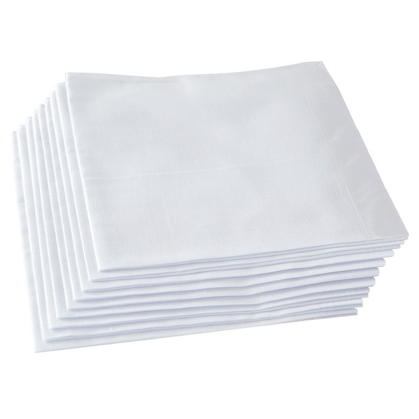 RDS HANKYTEX Men's Handkerchiefs,100% Soft Cotton,White Hankie Pack of 12