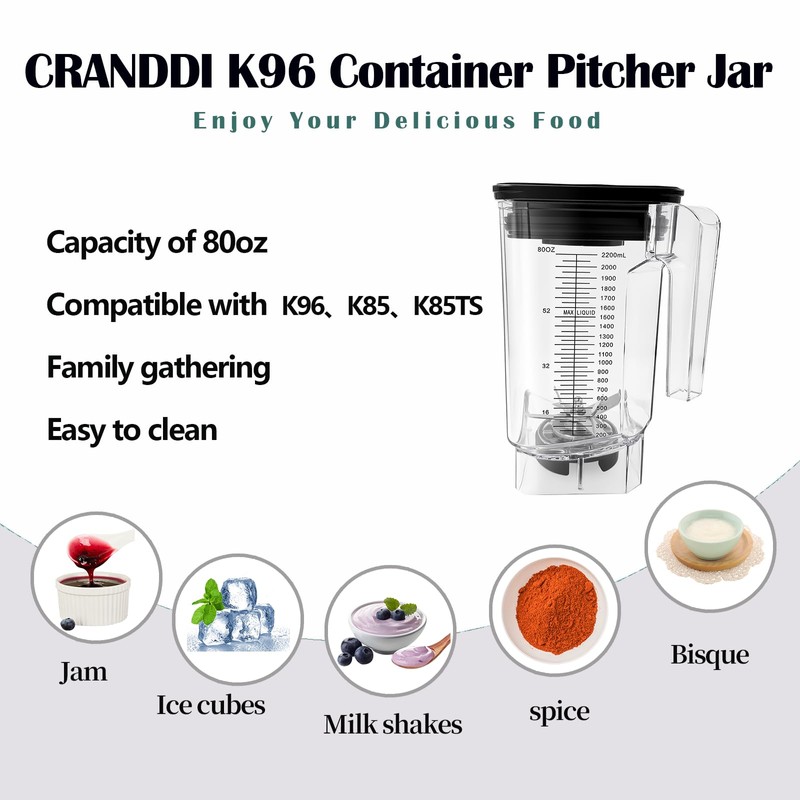 CRANDDI blender parts, ONLY for CRANDDI K96, K80, K85 Blender，80oz