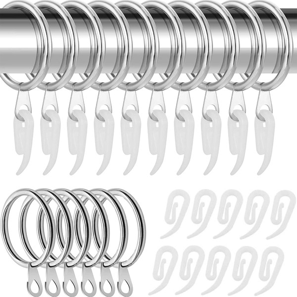 Curtain Rings With Eyelet by Smith’s® | Silver / 20 Pack | 32MM Inner & 39MM Outer Diameter | Smooth Gliding | Rust-Resistant | Strong & Sturdy | Perfect for Curtain Rods & Poles