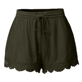 Generic Big Spring Sale Clearance Shorts for Women 2024 Elastic Waist Ruffle Hem Casual Summer Shorts Plus Size Drawstring Lightweight Lounge Shorts My Orders Placed Recently By Me