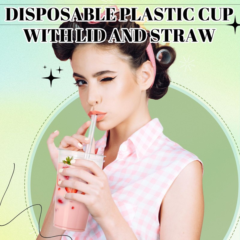 Jingmore 50 Sets Snack and Drink Cup, Disposable Clear Plastic