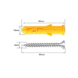 M10 x 80mm Wall Plugs with Self Tapping Screws, Phillips Flathead 304 Stainless Steel Screws, Plastic Screw Plugs, Fasteners Bolts for Plastic Wood Furniture and Drywall 20 Sets