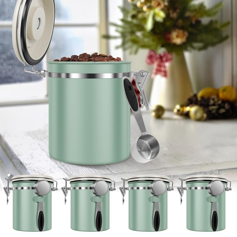 4PCS Coffee Storage Canister 1.5L 51OZ Double Airtight Coffee Beans