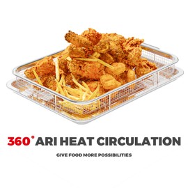 Air Fryer Basket for Oven, Air Fryer Basket and Stainless Steel Baking Tray Pant Oven Air Fryer Pan Rack for Cooking Baking Dishwasher and Broiling (15.3"x11")