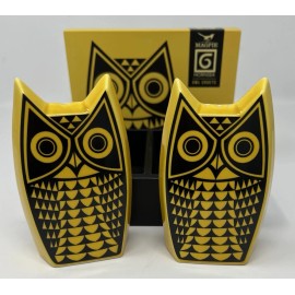 Hornsea/Magpie - John Clappison Design Owl Salt & Pepper Cruet Set - Yellow Mod