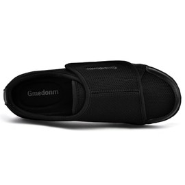 Gmedonm - Zapatos anchos para mujer con ajustable ligero para edema diabético, fascitis plantar, juanetes, artritis, pies hinchados, cojín de aire, parte inferior engorde y ensanchamiento, Negro, 6 US
