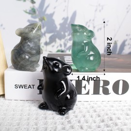 Ytbeoxk Handmade Fluorite Crystal Mouse Figurine Natural Quartz Mouse Sculpture Wealth Attracting Feng Shui Decor Mini Desk Ornament Meditation Crystal Animal Mouse.