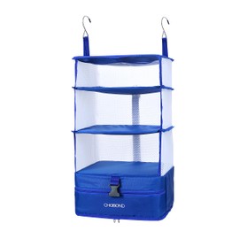 CHOBOND Travel Luggage Organizer Portable Hanging Travel Shelves Bag Multiple Compartments Packing Cube Organizer for Carry on Closet Suitcase Blue