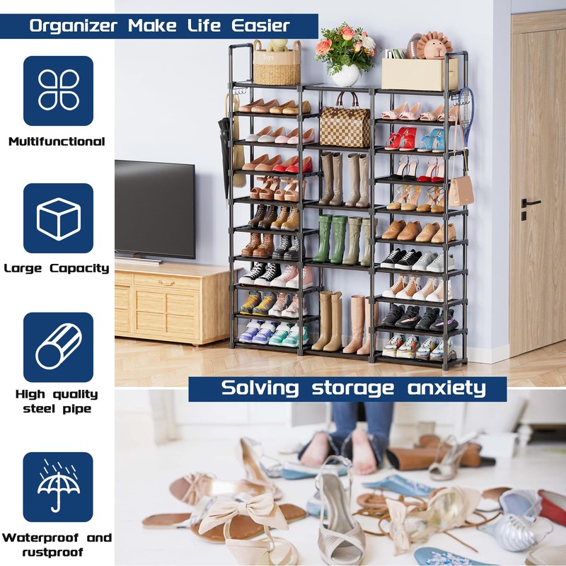Mavivegue 10 Tiers Shoe Rack Tall Shoe Organizer Shoe Storage