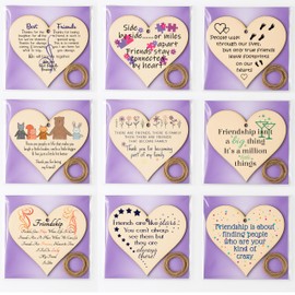 Pack of Friendship Heart Gift Plaques – Build a Bundle Wooden Hanging Signs with Sentimental Messages – Best Friend, Work Friend or BFF Present – Rustic Twine & Ready to Gift Thoughtful Keepsake