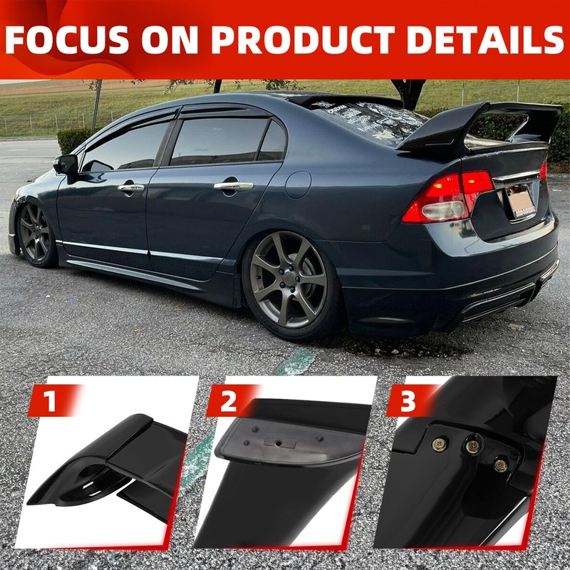 ECOTRIC Rear Trunk Spoiler Wing Compatible with 2006-2011 Honda Civic