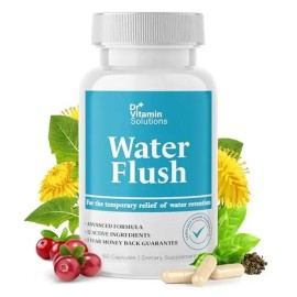DR Vitamin Solutions Water Flush – Natural Diuretic & Debloating Support with Green Tea, Cranberry & Dandelion Leaf – Water Retention Relief – 60 Capsules