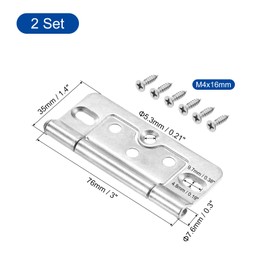 sourcing map 2Pcs 3x1.4 Inch Door Hinges Non-Mortise No Noise Bifold Door Hinges Plating for Cabinet Furniture Window Wardrobe with Screw, Chrome Plating