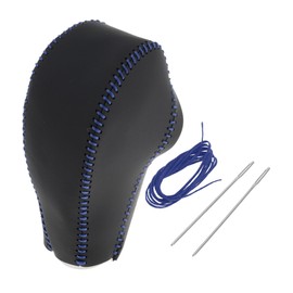 Motoforti Anti-Slip Gear Shift Knob Cover Car Stick Shifting Handle Protector for Subaru Forester 2014-2017 Black Blue Faux Leather