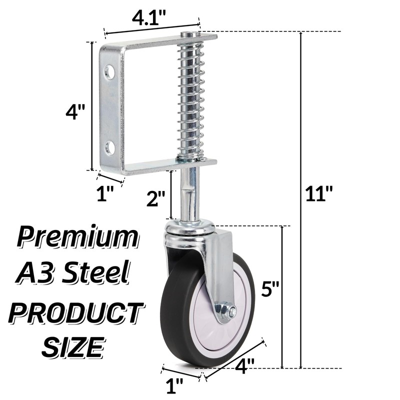 Goaste 2 Pack Spring Loaded Gate Casters, 4 Inch Heavy