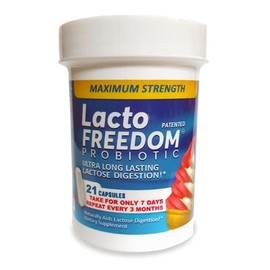 Pastillas de lactosa para intolerancia Lacto-Freedom, suplemento de enzima de lactasa patentado, proporciona alivio a largo plazo de calambres, gas, h