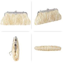 Aisi Women Vintage Clutch Bag Elegance Pleated Handbag Evening Clutches For Wedding And Party