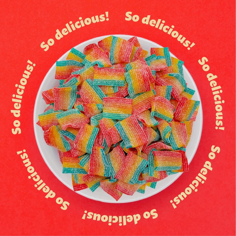 Sour Mini Belts Gummy Candy | 2-Pound Bag | Sugar-Sanded