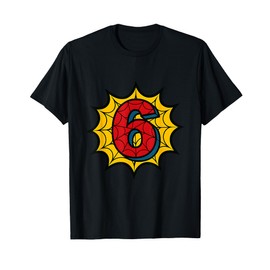 Kids 6th Birthday Spider Theme Party 6 Year Old Boys Youth T-Shirt