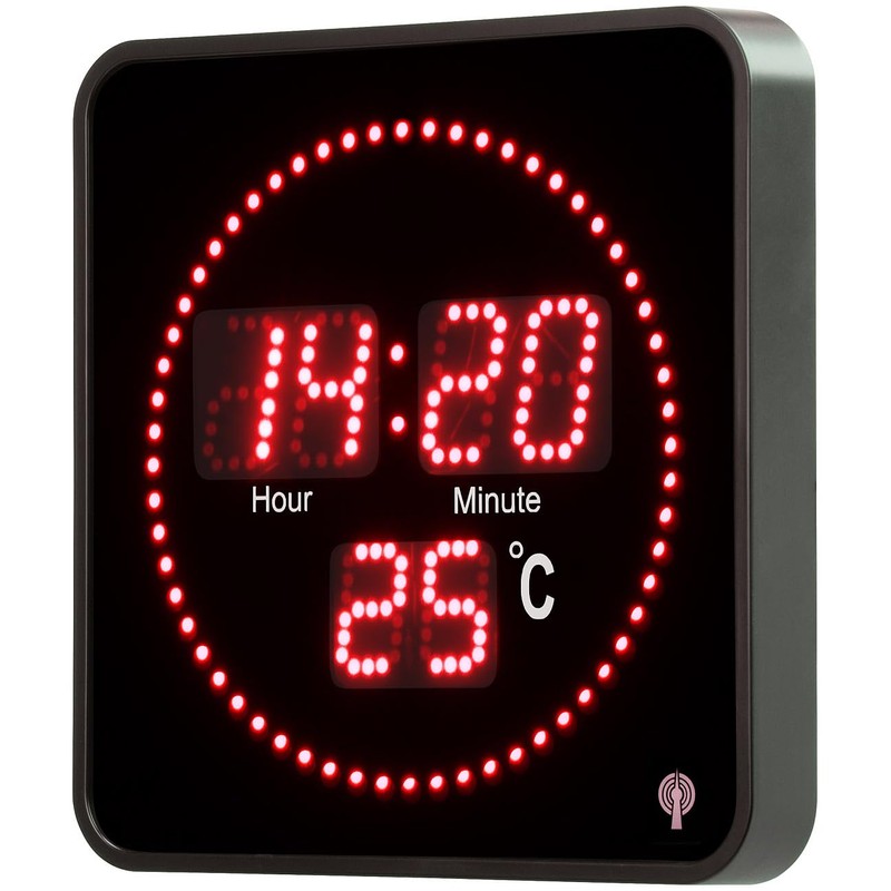 Lunartec Digital Wall Clock: Flat LED Radio Table and Wall